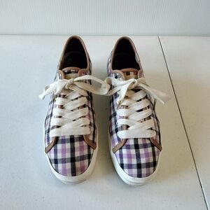 Keds x Kate Spade Triple Kick Gingham Purple Cream Platform Sneakers 9.5 Comfort